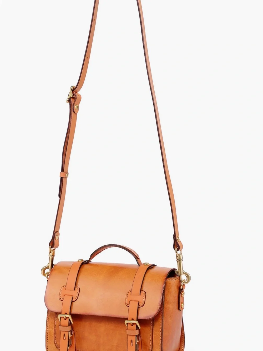 Classic Structured Crossbody Satchel in Caramel